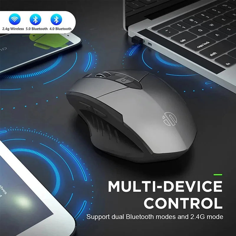 Bluetooth Compatible Mouse Rechargeable 2.4G Wireless Mouse Office Mute Support PC Laptop Tablet Smartphone Universal