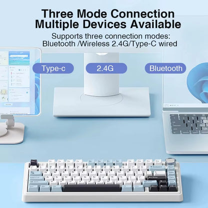 F75 2.4G Wireless/Bluetooth/Wired Gaming Mechanical Keyboard RGB Customized 75% Layout OEM Profile Gasket Structure