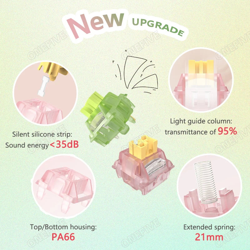 Silent Peach V3 Switch Lubed Silent Lemon V3 Switches Mechanical Keyboard Linear Tactile 5Pin Hot Swap PA66 Pre Lubed POM