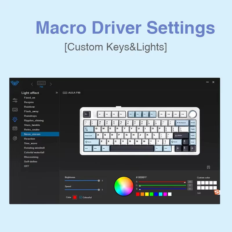 F75 2.4G Wireless/Bluetooth/Wired Gaming Mechanical Keyboard RGB Customized 75% Layout OEM Profile Gasket Structure