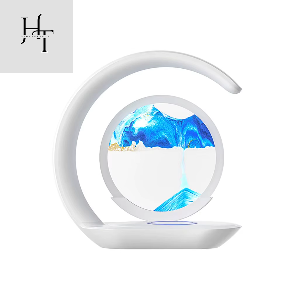 3-in-1 Quicksand Table Lamp – LED Light, Wireless Charging & 3D Hourglass Sand Art