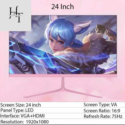 24Inch 27Inch Curved Monitor 1K 165Hz 1800R Pink Gaming Display HDR10 Desktop Screen 1Ms GTG with Free Gift for Girls