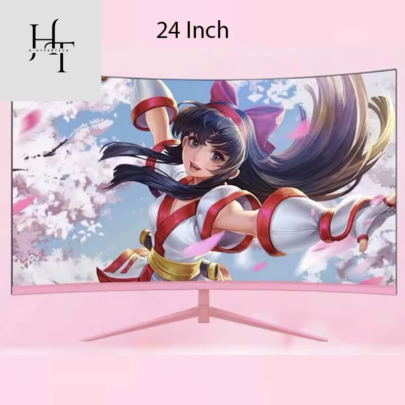 24Inch 27Inch Curved Monitor 1K 165Hz 1800R Pink Gaming Display HDR10 Desktop Screen 1Ms GTG with Free Gift for Girls