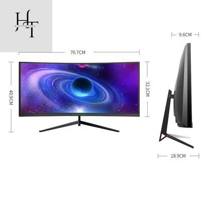 30 Inch 2K 200Hz Curved Gaming Monitor 21:9 2560X1080 Ultra Wide Ultra Slim Screen FREESYNC VESA Metal Black